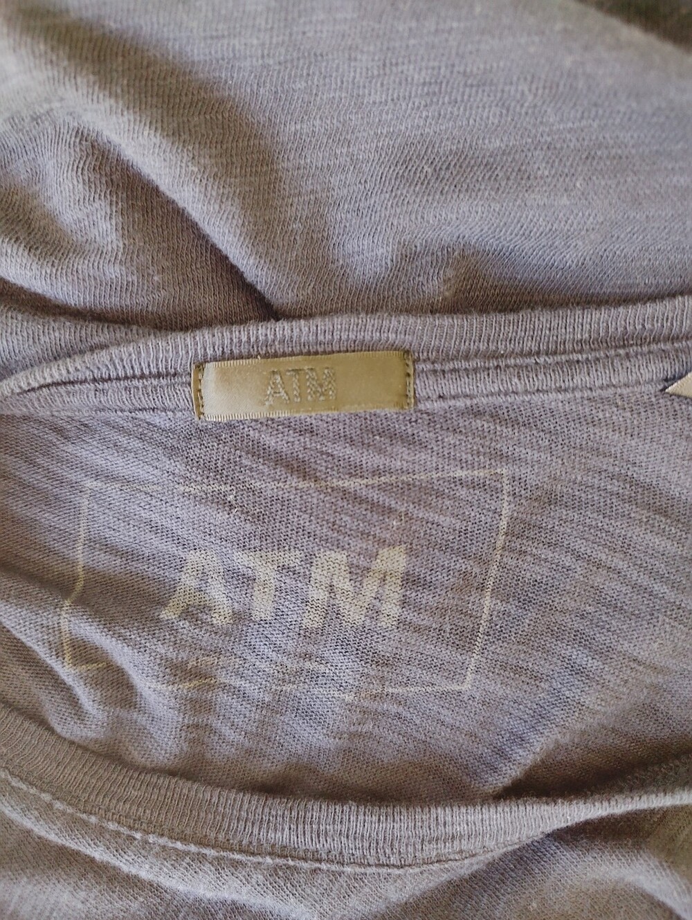 ATM Slub Jersey Destroyed Wash Distressed Hem Navy Blue Long Sleeve Shirt M - Picture 9 of 16